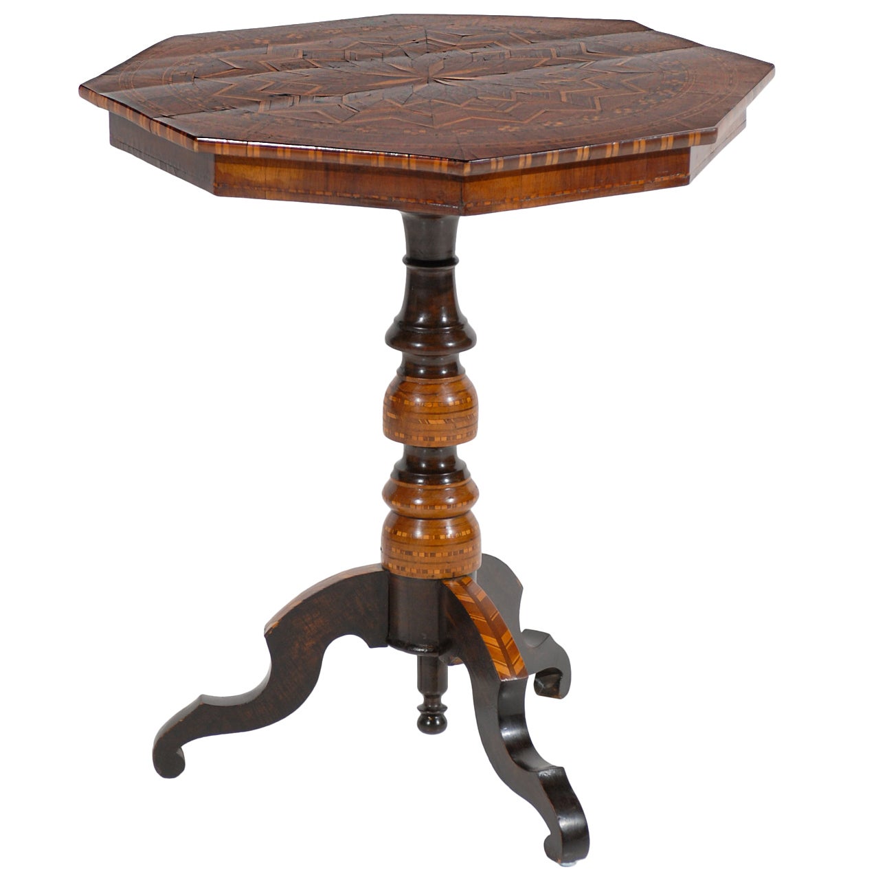 19th Century Italian Neoclassical Style Inlaid Walnut Sorrento Table, circa 1890