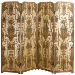 19th Century French Folding Screen with Chinoiserie and Floral Design 11