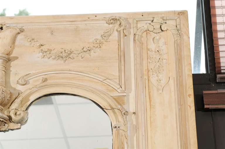 Large Italian Rococo Style Pine Trumeau Mirror 2