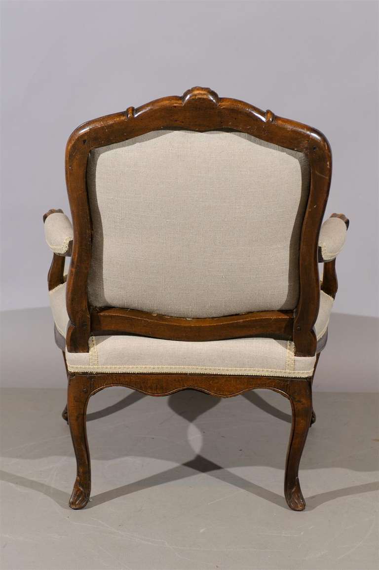 19th Century French louis XV Style Walnut Fauteuil 7