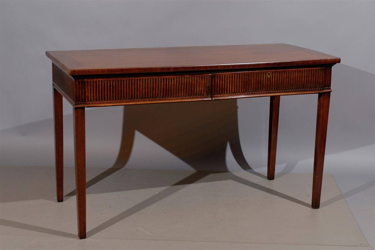 Large 19th Century English Mahogany Server with Fluted Apron