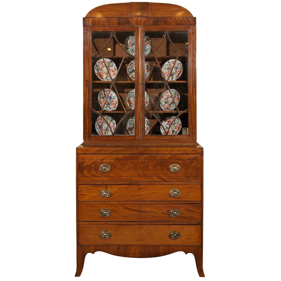 Early 19th Century English Mahogany Secretary Bookcase