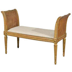 Louis XVI Style French Giltwood and Caned Window Bench, circa 1880