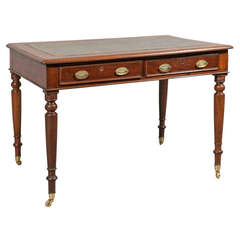 Small 19th Century English Mahogany Writing Table with Leather Top