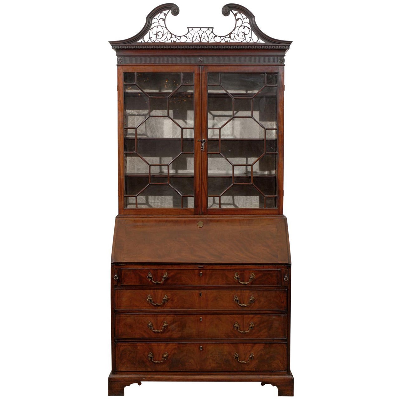 18th Century English Mahogany Bureau Bookcase