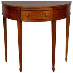 Italian Neoclassical Walnut D-Shaped Console with Drawer, circa 1800