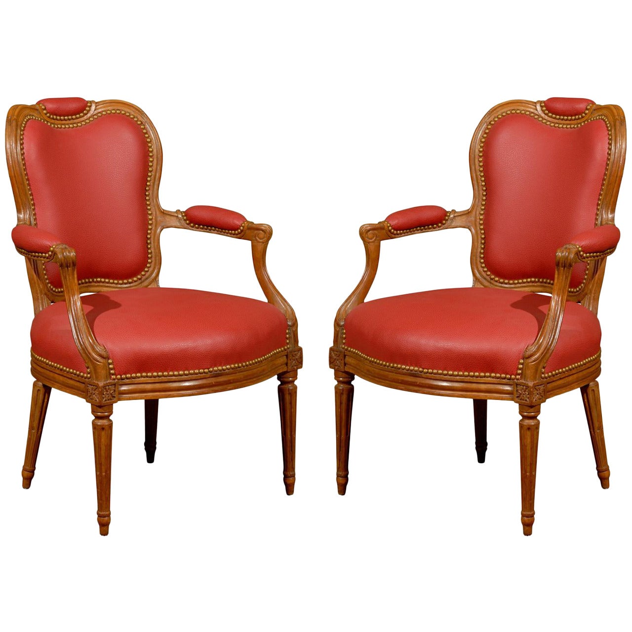 Pair of 18th Century French Transitional Louis XV or Louis XVI Fauteuils