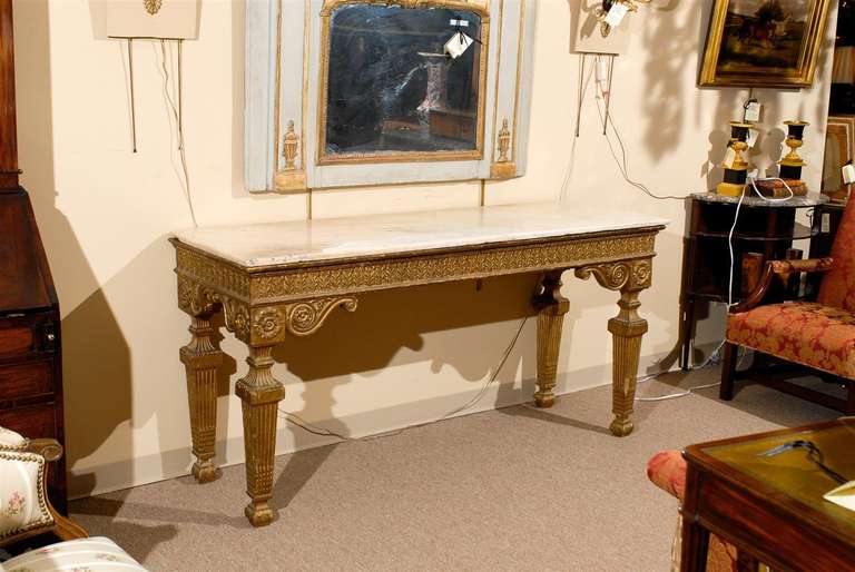 Italian Neoclassical Style, Giltwood Console with Marble Top In Good Condition In Atlanta, GA