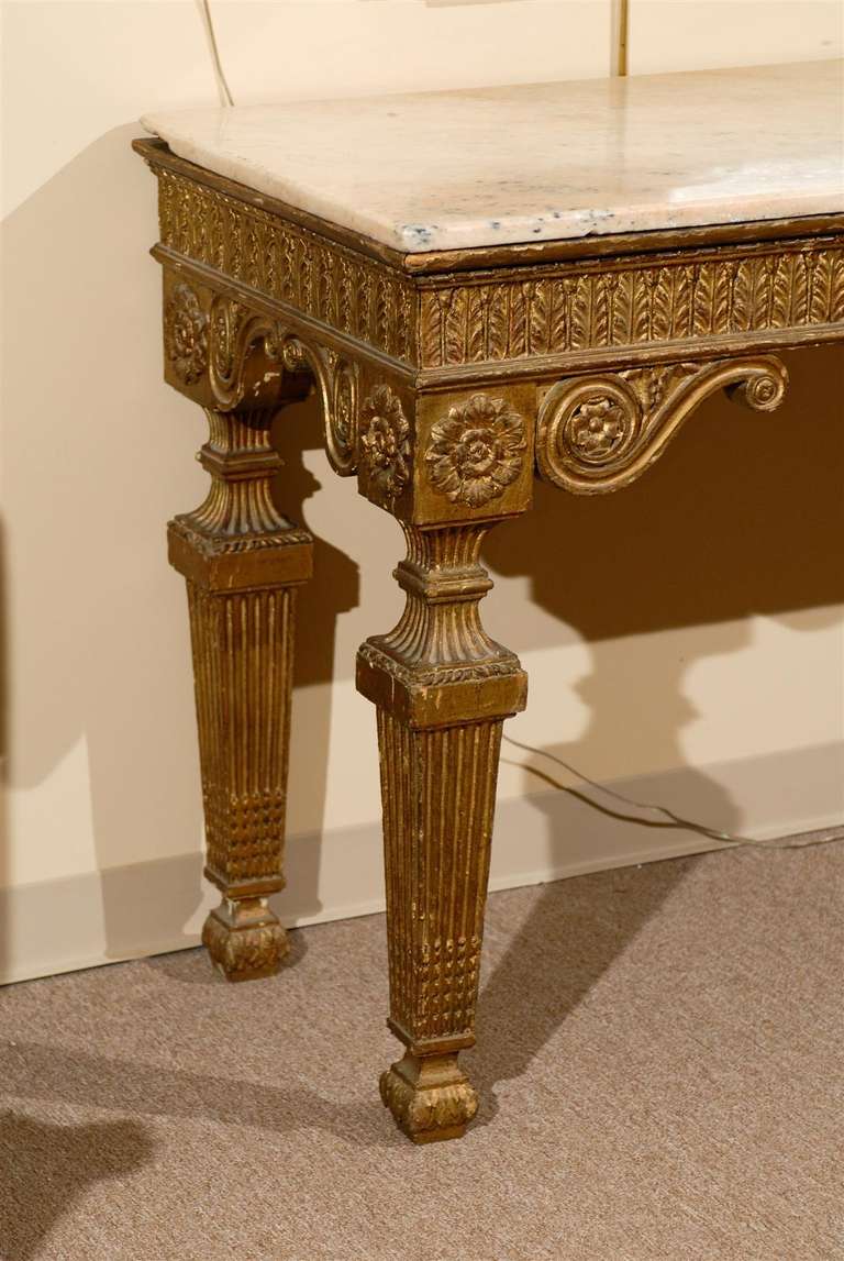 Italian Neoclassical Style, Giltwood Console with Marble Top 2
