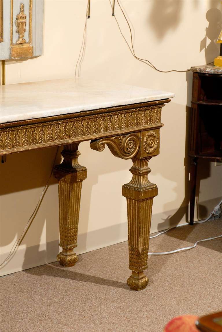 Italian Neoclassical Style, Giltwood Console with Marble Top 3