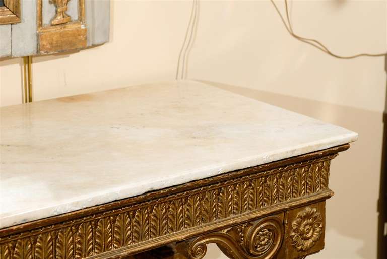Italian Neoclassical Style, Giltwood Console with Marble Top 5