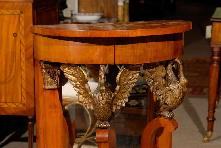 Giltwood Petite Biedermeier Empire Style Console with Gilt Swans