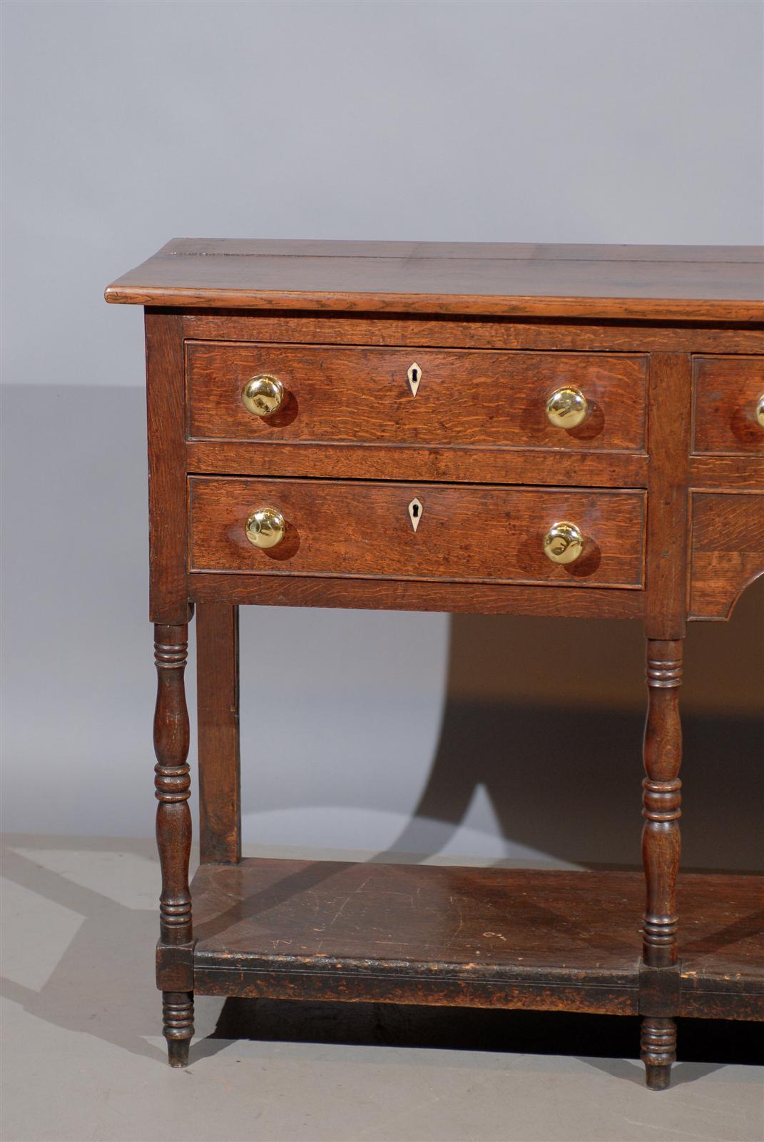 Long and Narrow English Oak Dresser Base or Console, 19th Century 4