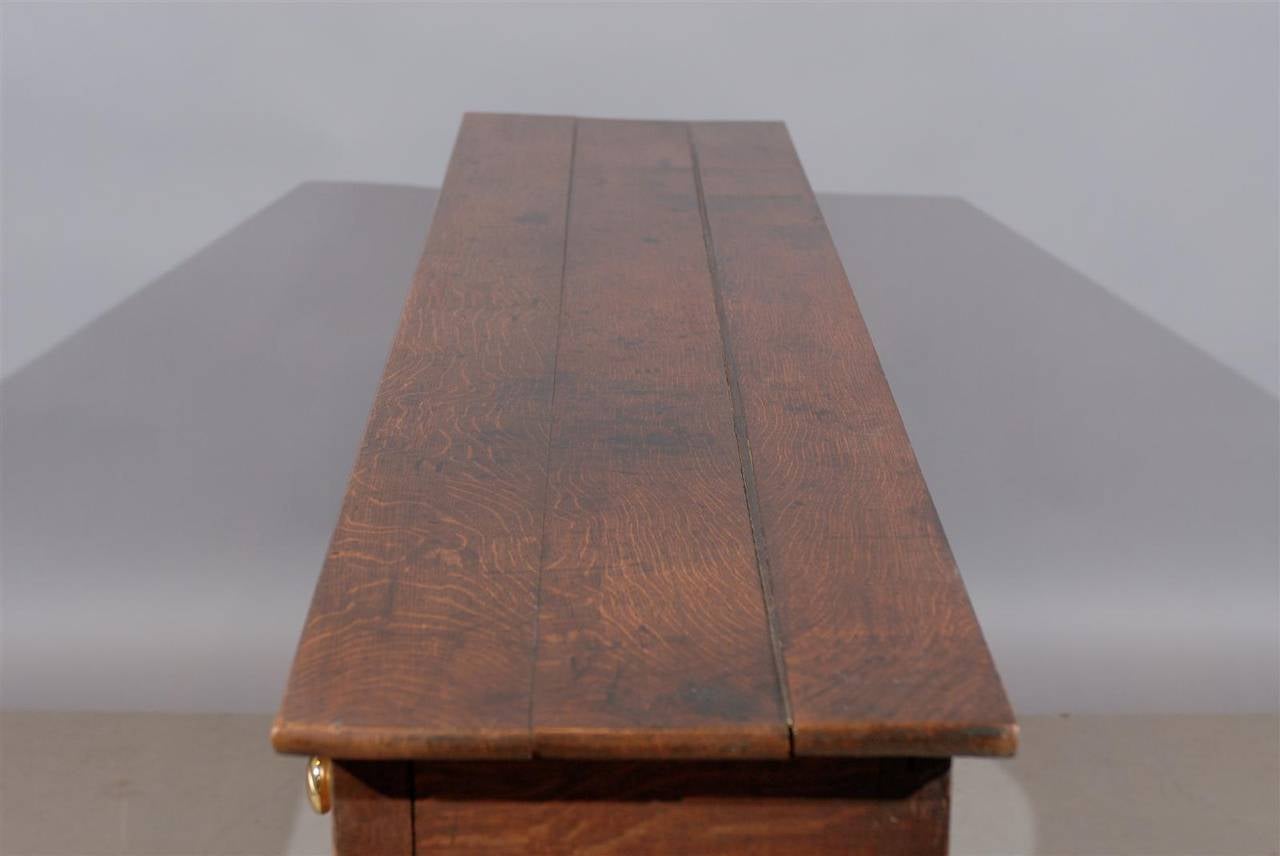 Long and Narrow English Oak Dresser Base or Console, 19th Century 2