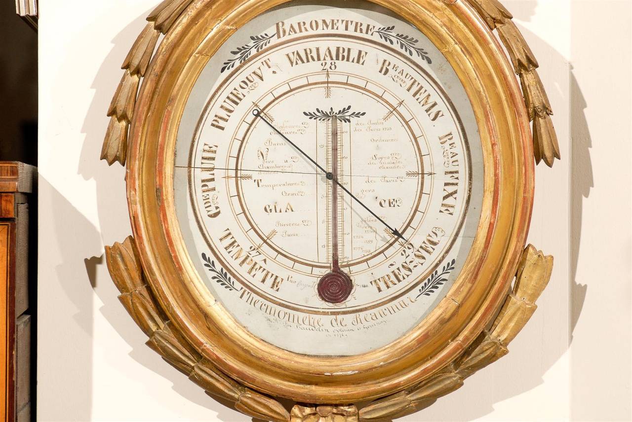 Louis XVI Giltwood Barometer, France, circa 1790 1