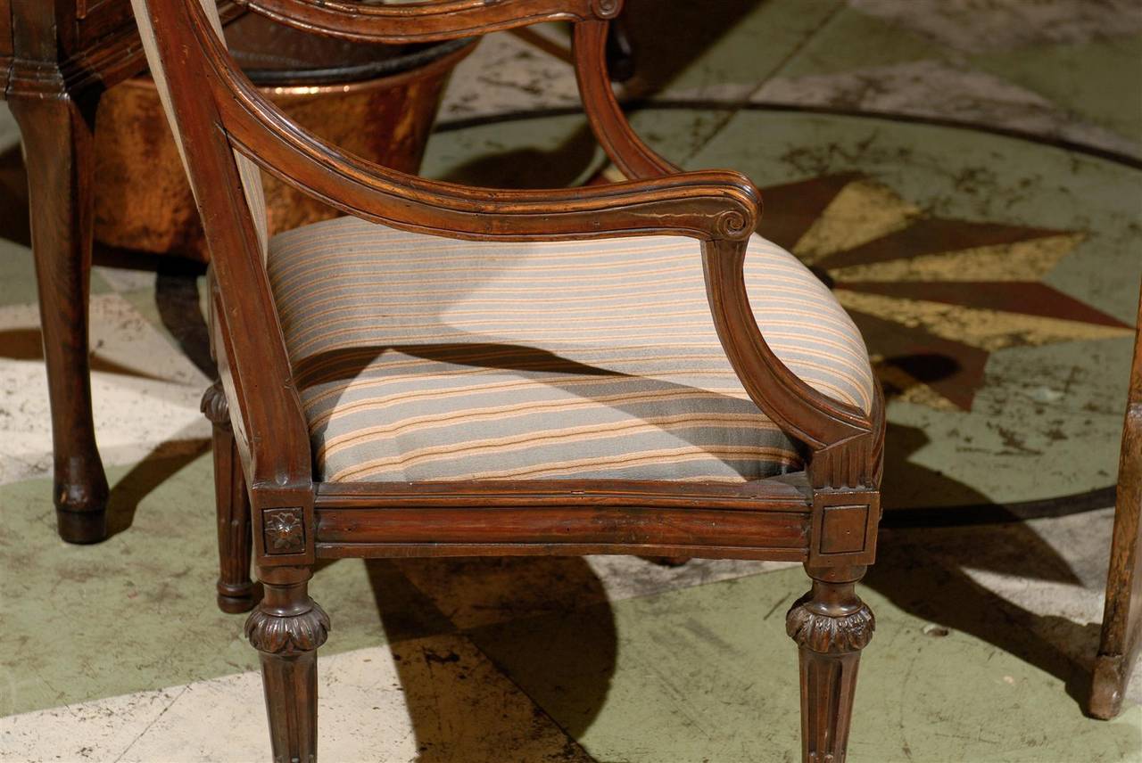 Neoclassical Period Italian Walnut Fauteuil For Sale 4