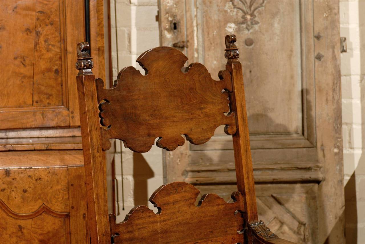 18th Century and Earlier Large 18th Century Italian Walnut Armchair