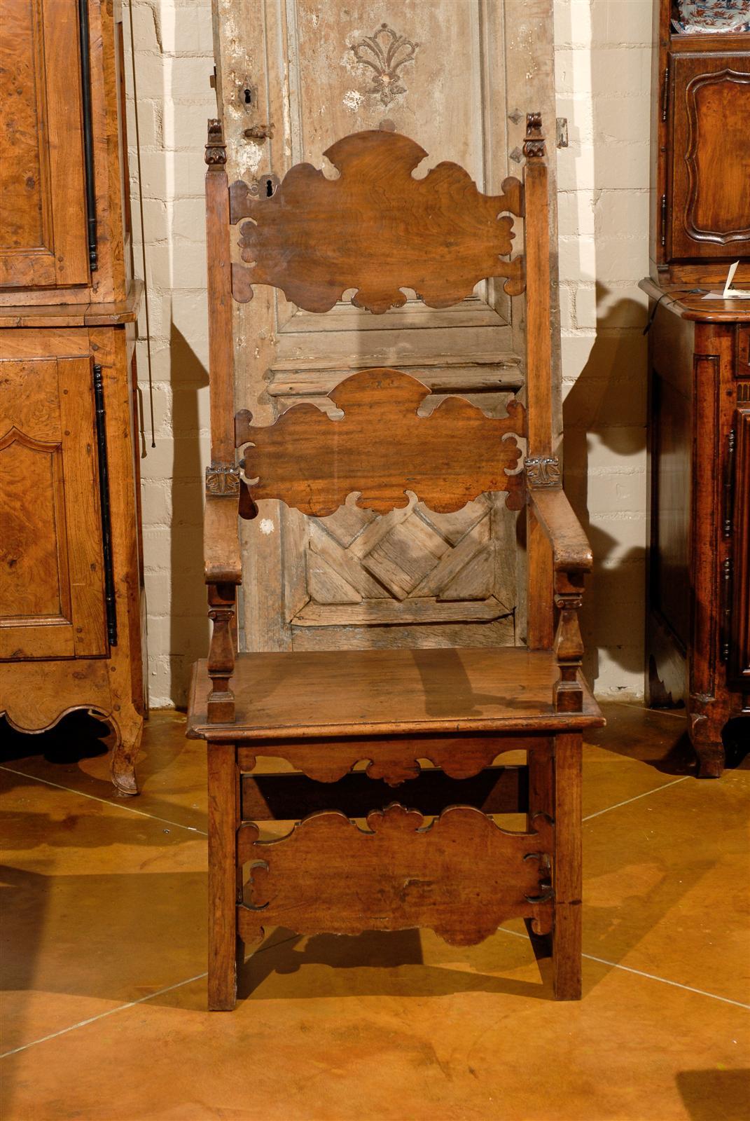 Large 18th Century Italian Walnut Armchair 4
