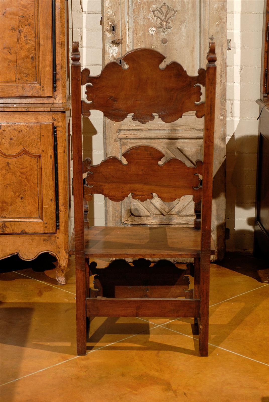 Large 18th Century Italian Walnut Armchair 3