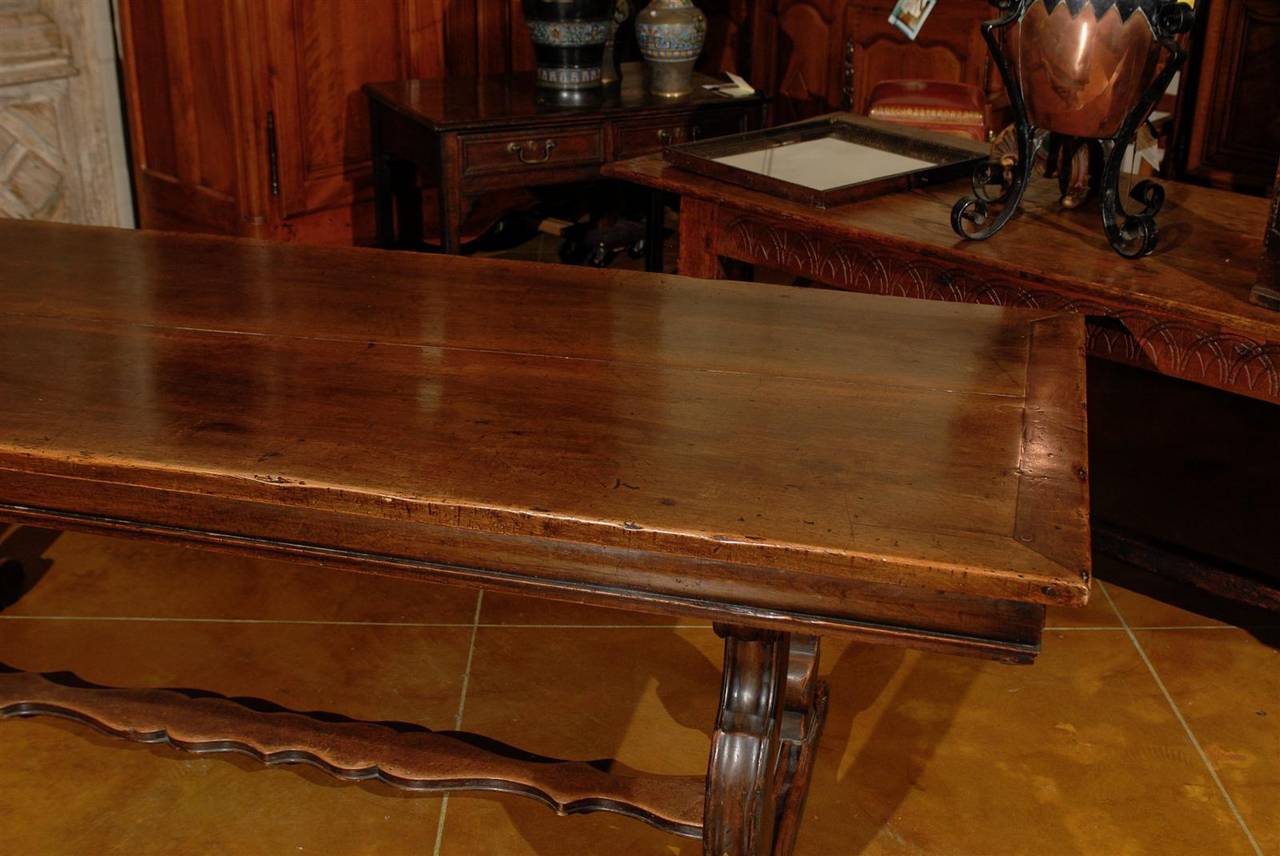 19th Century French Walnut Dining Table with Lyre Shaped Legs 3