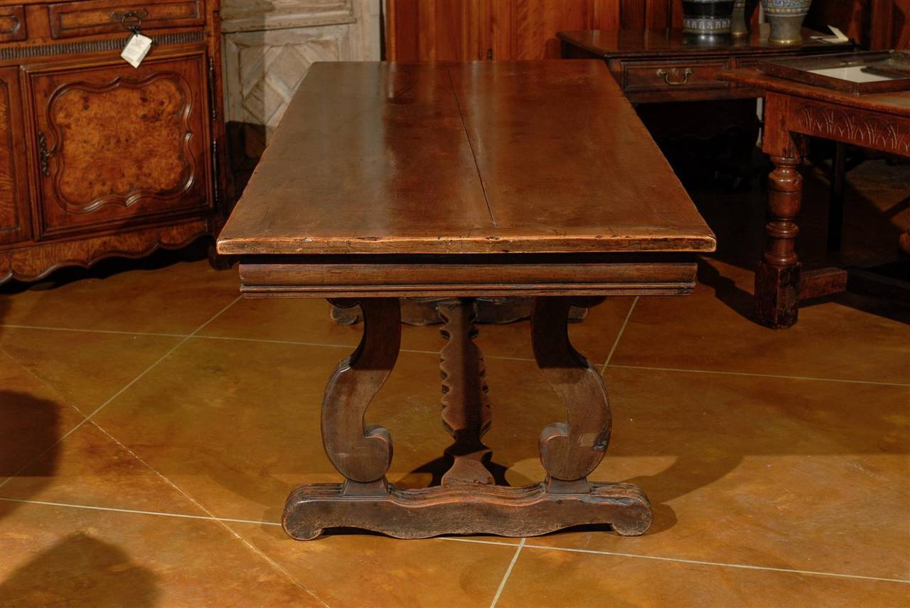 19th Century French Walnut Dining Table with Lyre Shaped Legs 5