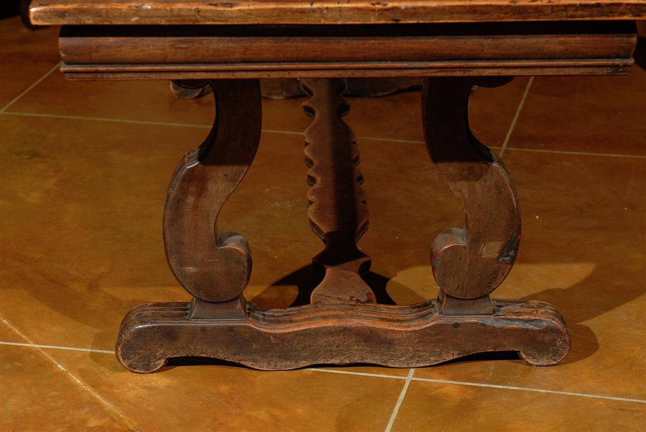 19th Century French Walnut Dining Table with Lyre Shaped Legs 4