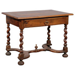 18th Century French Walnut Table with Barley Twist Legs