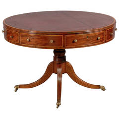 19th Century English Drum Table with Red Leather Top 6