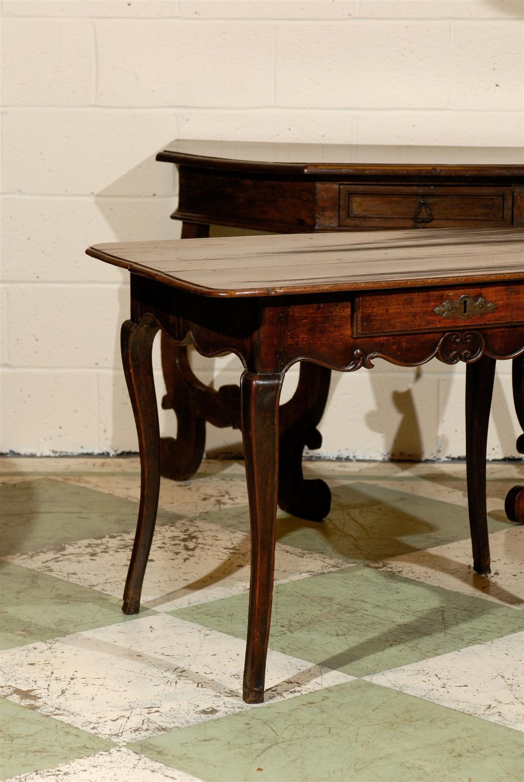 18th Century French Louis XV Oak and Walnut Side Table 5