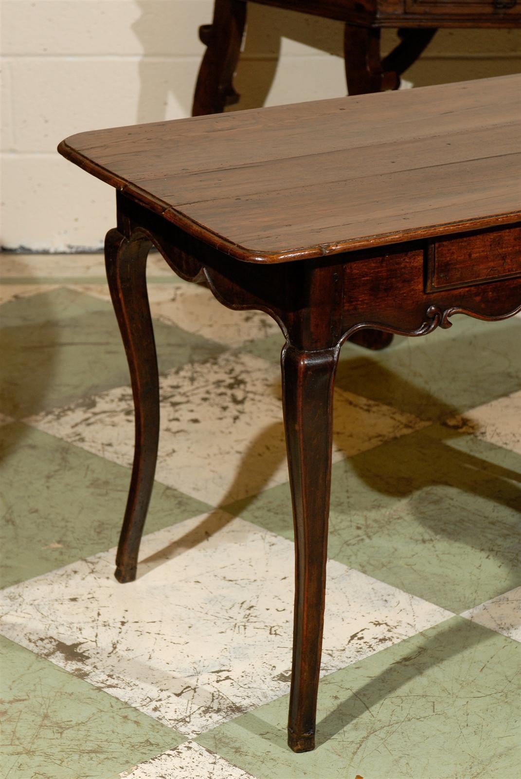 18th Century French Louis XV Oak and Walnut Side Table 6