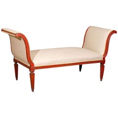 Italian Neoclassical Style Long Red Painted Bench with Arms