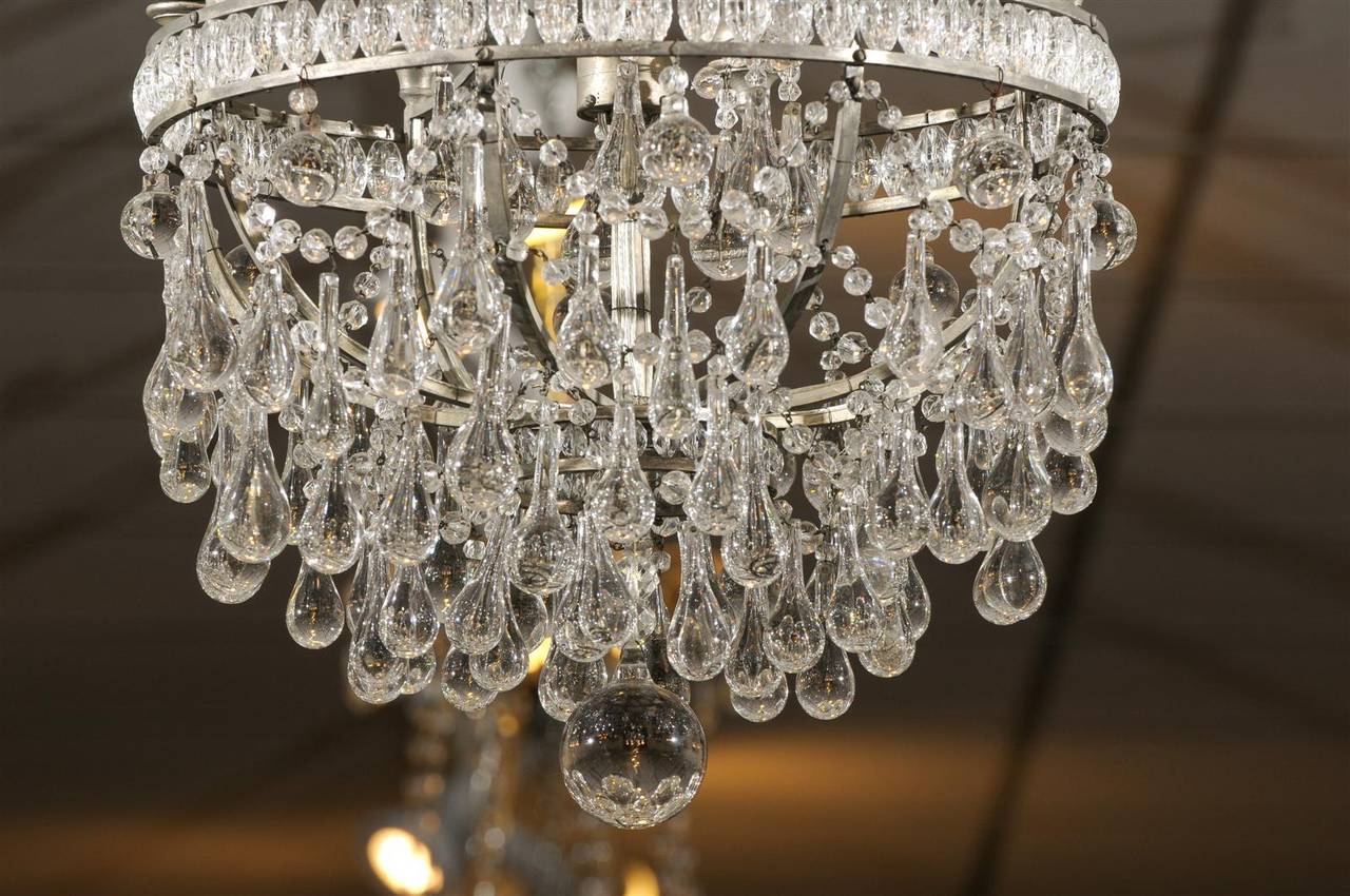 French Crystal & Bronze Basket Shaped Chandelier with Six Lights, circa 1890 5