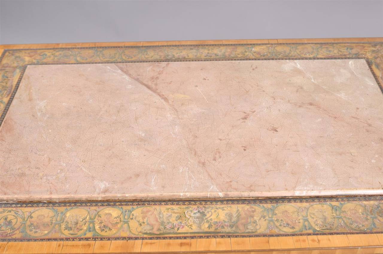 Austrian Table/Writing Desk with Inset Stone Top and Painted Border, circa 1810 For Sale 2
