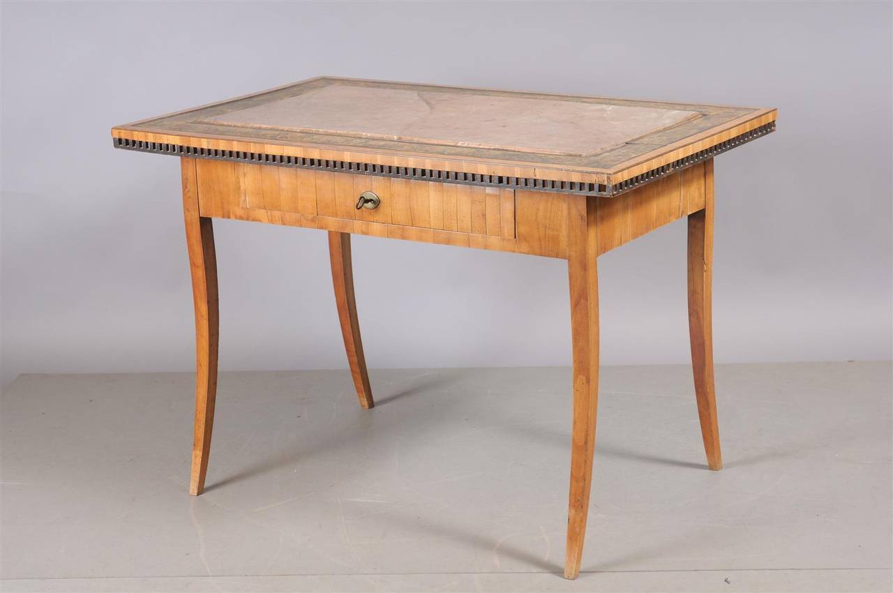 Austrian Table/Writing Desk with Inset Stone Top and Painted Border, circa 1810 For Sale 1