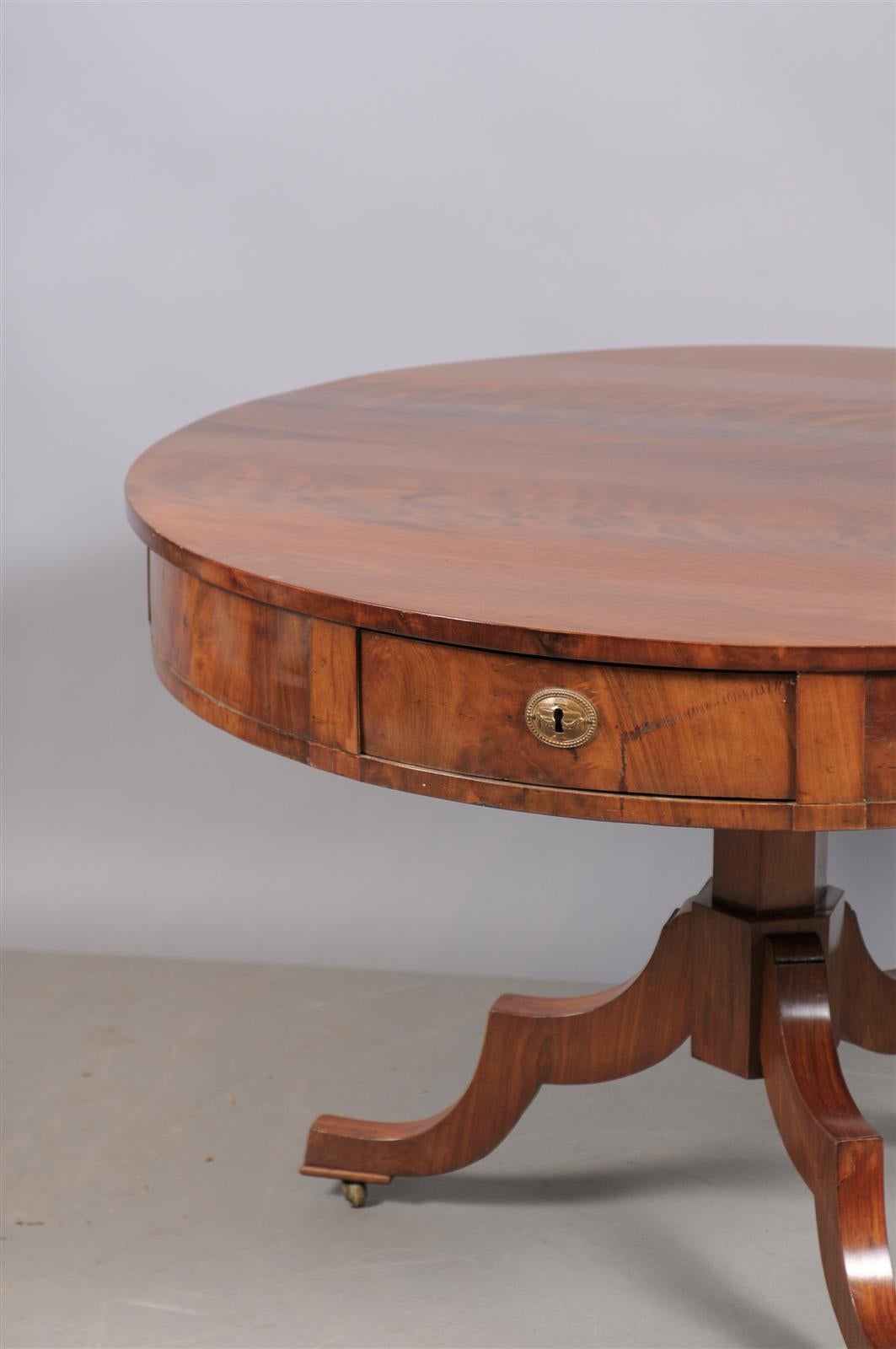 Swedish Early 19th Century Walnut Center Table with Four Drawers 1