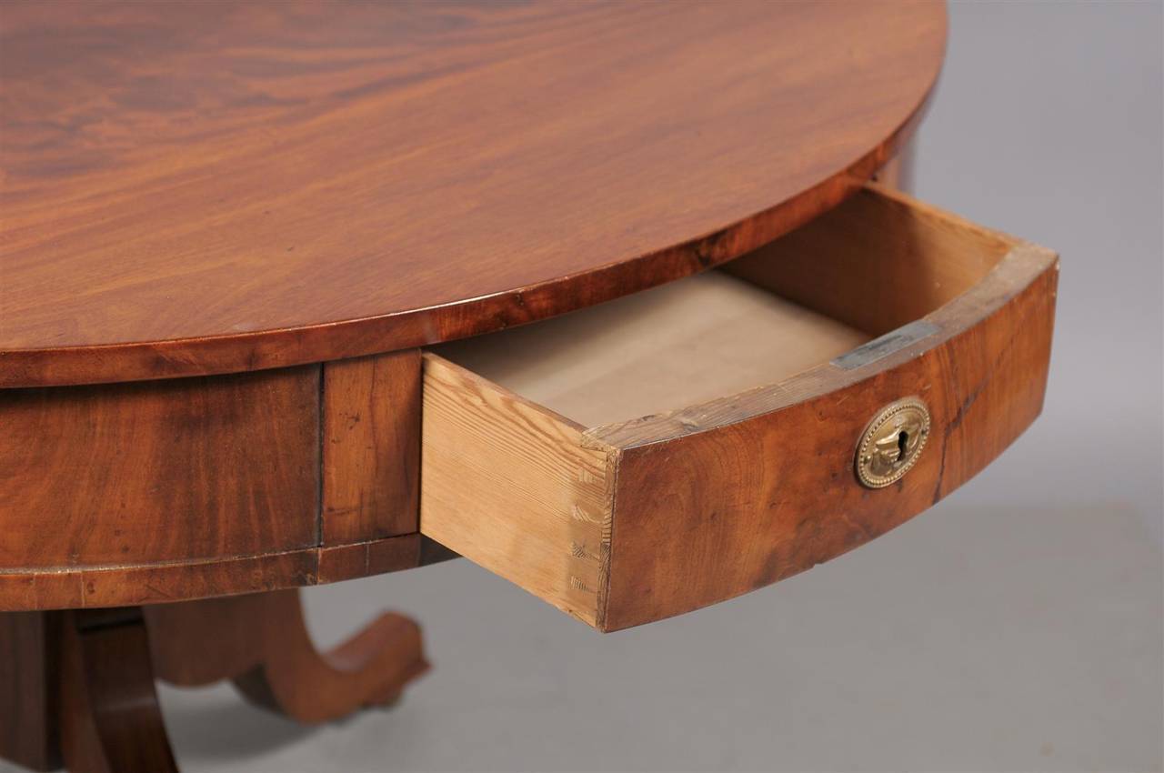 Swedish Early 19th Century Walnut Center Table with Four Drawers 4