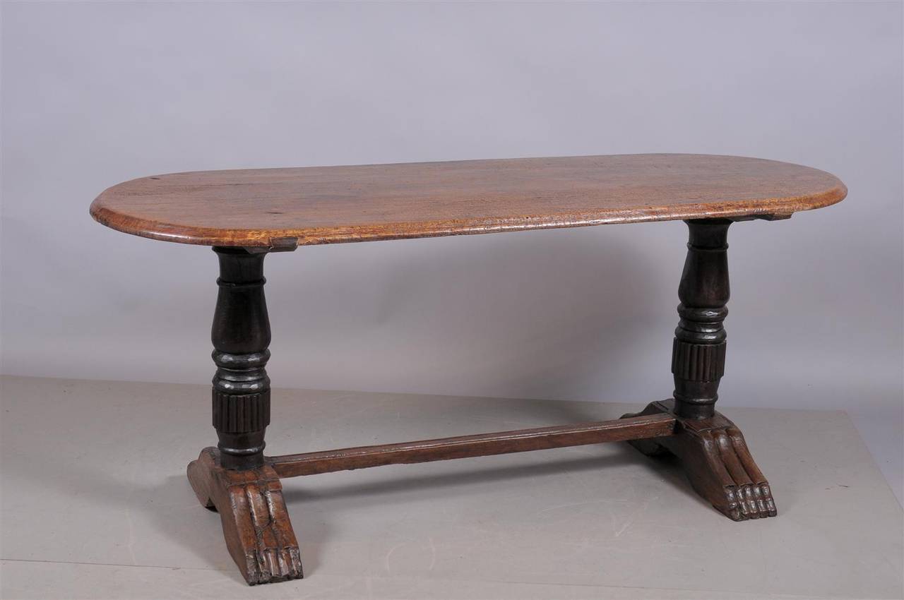 Baroque Style Trestle Table with Oval Top, circa 1890 1