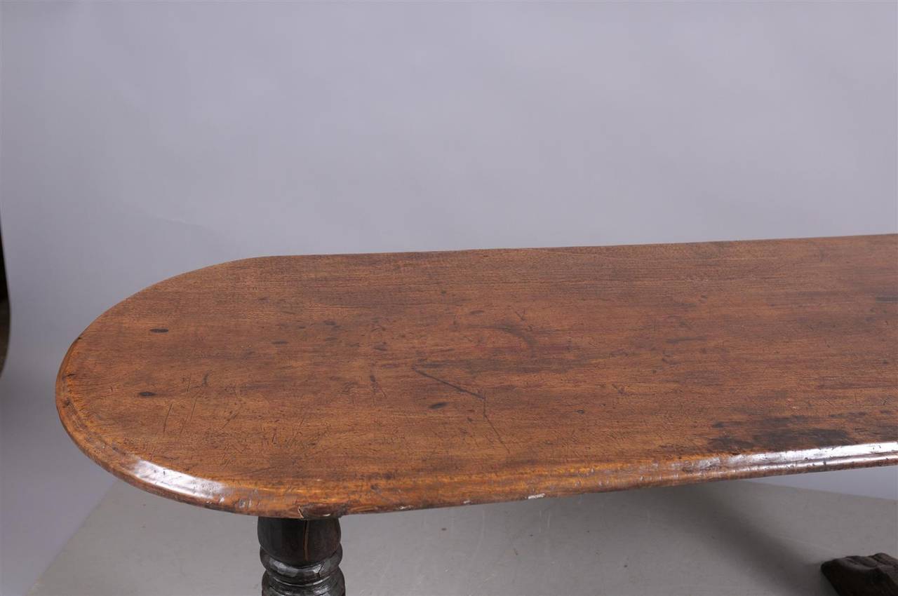 Baroque Style Trestle Table with Oval Top, circa 1890 2