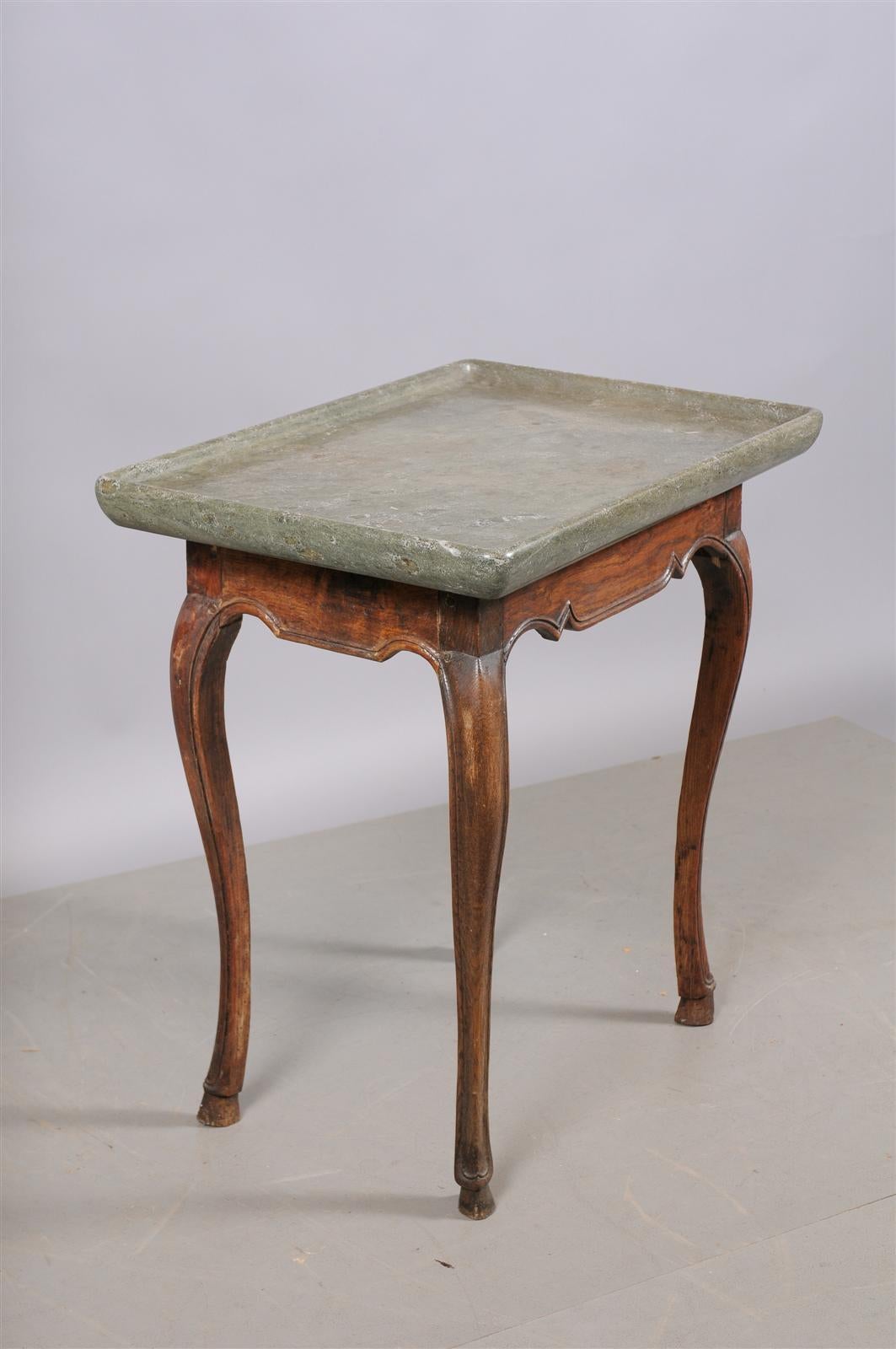 18th Century Swedish Oak Table with Stone Top 2