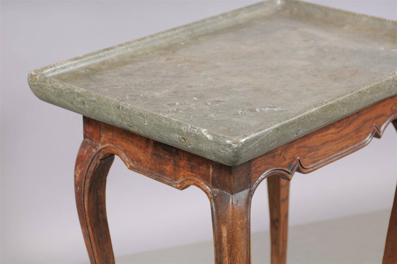 18th Century Swedish Oak Table with Stone Top 4