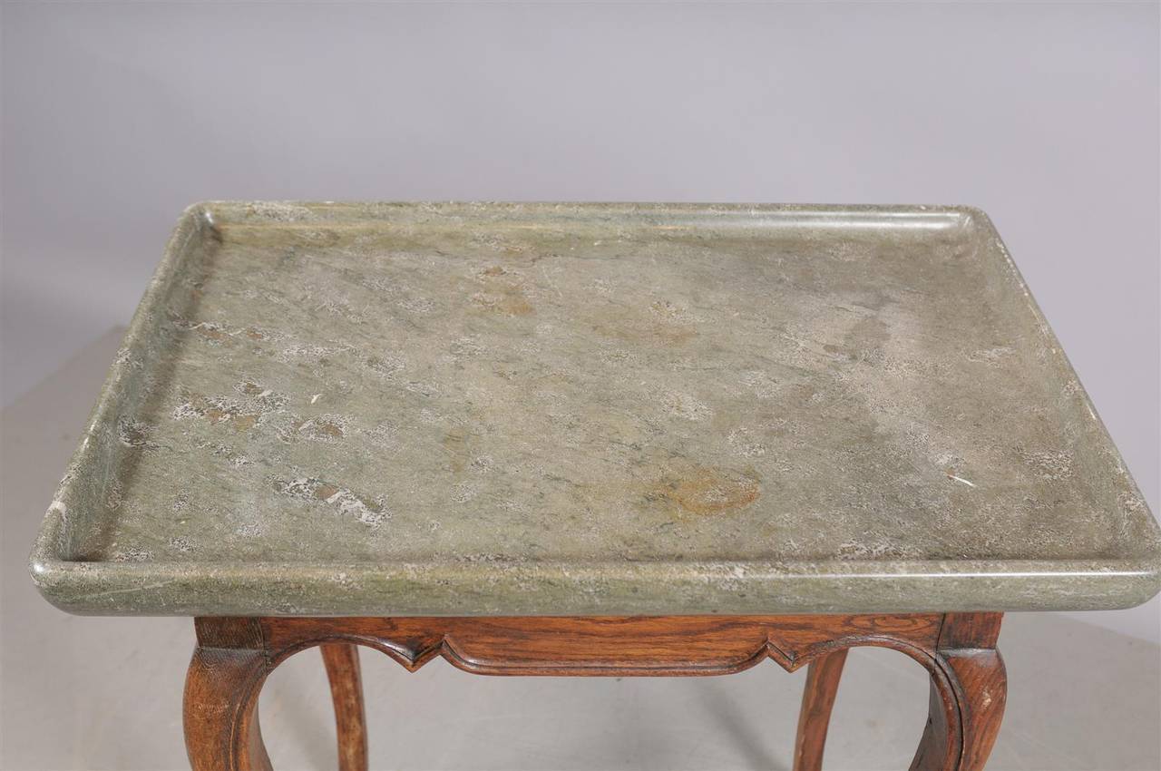 18th Century Swedish Oak Table with Stone Top 3