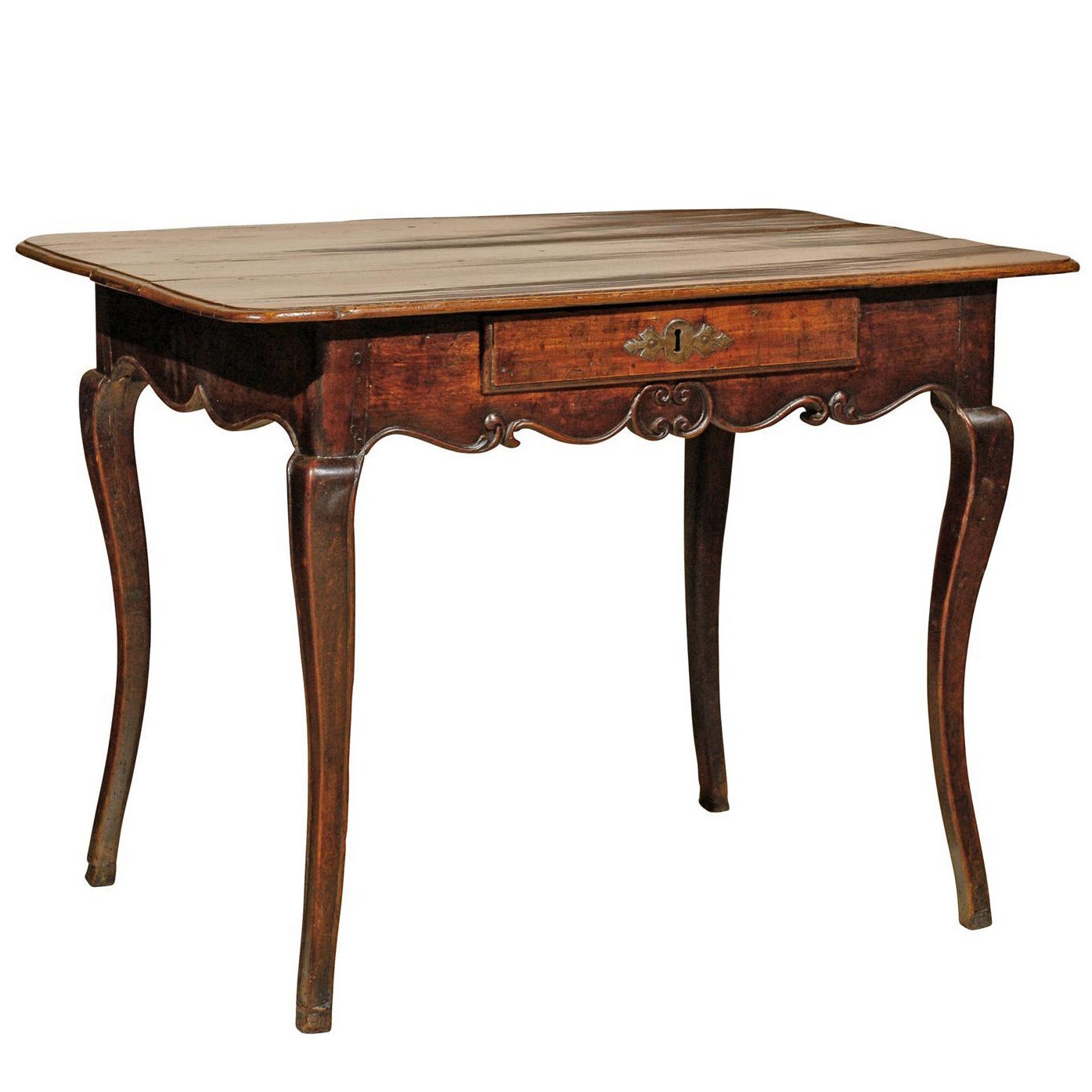18th Century French Louis XV Oak and Walnut Side Table
