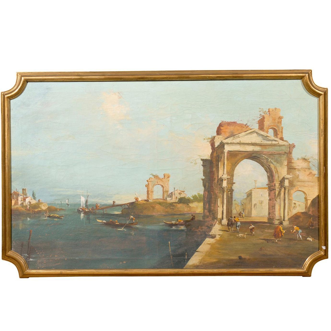 Italian Oil on Canvas Classical Painting in the Manner of Francesco Guardi