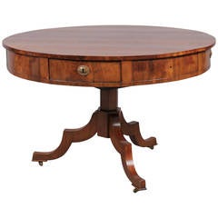 Swedish Early 19th Century Walnut Center Table with Four Drawers