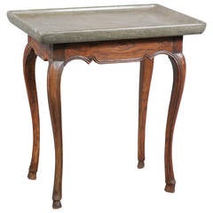 18th Century Swedish Oak Table with Stone Top