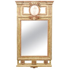 Antique Large 18th Century Giltwood Swedish Mirror with Center Medallion