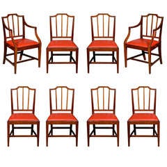 Set of 8 English George III Mahogany Dining Chairs, Late 18th Century