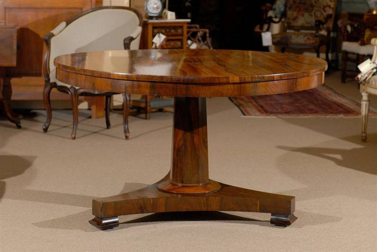 English Rosewood Center Table with Pedestal Base