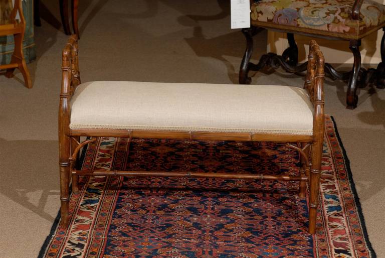 20th Century Faux Bamboo Window Bench