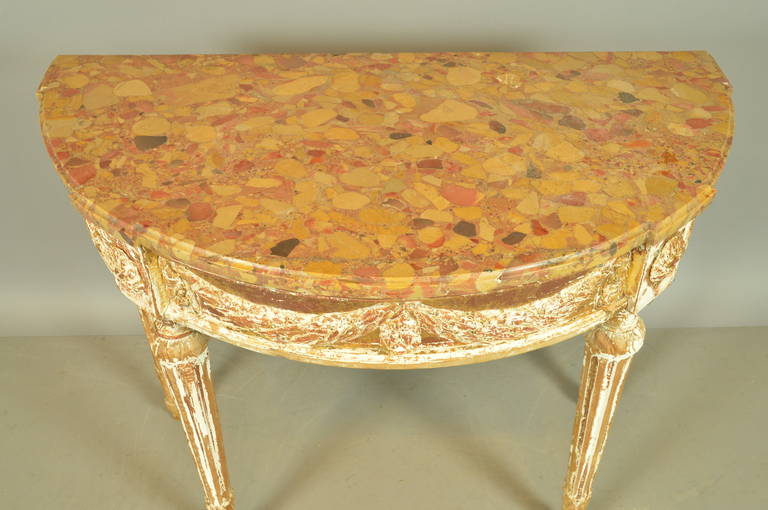 Late 18th Century French Louis XVI Console with Laurel Swags and Marble Top 1